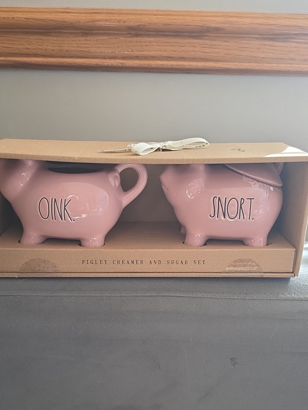 Rae Dunn Pig Creamer and Sugar Set - Pink "Oink" & "Snort"